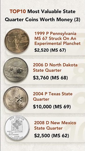 TOP 10 Most Valuable State Quarter Coins Worth Money (3) #coin #quarter #coinvalue #coincollecting