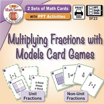 Multiplying Fractions Area Models 5th Grade Math Sense | 2 Game Sets & PPT 5F23