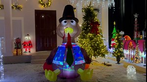 MAOYUE 6ft Turkey Inflatables Outdoor Decorations, Thanksgiving Inflatable Turkey Yard Decorations, Blow up Turkey Inflatable Built-in Rotating LED, Thanksgiving Decorations Outdoor, Yard, Garden