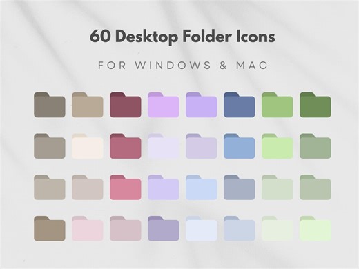 Desktop Folder Icons: 60 Pastel Themed Icons (mac and Windows Bundle) - Etsy