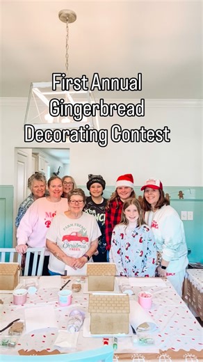 Jenny | Single Mom | Navigating Perimenopause on Instagram: "Gingerbread season was a whole event over here. Our framily is extremely competitive, so these gingerbread houses were taken way too seriously (and yes, the smack talk was loud). We already picked our winner… but I need to know: Who would YOU vote for? 🏆⬇️ . . . . . #GingerbreadHouseContest #FramilyFun #HolidayTraditions #GingerbreadSeason #FestiveFun #HolidayCompetition #ChristmasVibes #MakingMemories #FamilyFunTime #HolidayReel #Dec