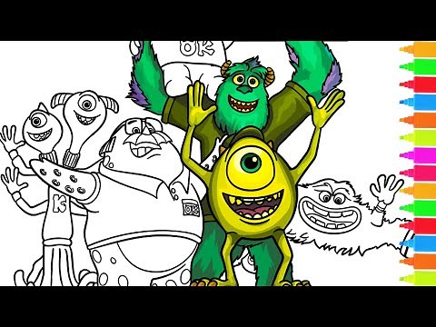 Coloring Mike Wazowski, James P. Sullivan | Monsters University Coloring Book Pages