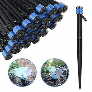 50 Pieces 360℃ Adjustable Irrigation Drippers 7.28 inch Drip Emitters Sprayer Fitting for 1/4 Inch Irrigation Tubing, Insertion Type Irrigation Drippers for Flower Beds, Vegetable Herbs Gardens