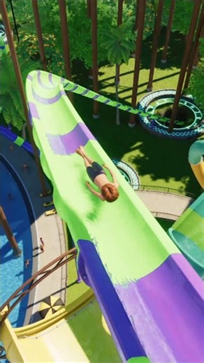 Green Crazy Snake Trapdoor Water Slide - Planet Coaster 2 #waterslide #waterpark #planetcoaster2