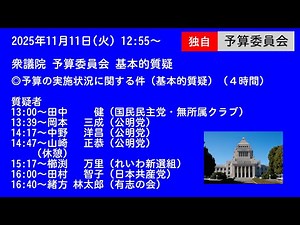 【国会中継録画】衆議院 予算委員会 基本的質疑（2025/11/11）