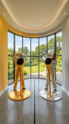 From Plain Concrete to GOLD & SILVER Bar Floor! 😱 Million Dollar Luxury Transformation #epoxyfloor