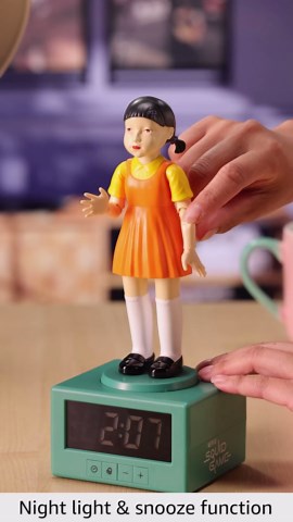 Squid Game Doll Alarm Clock - Officially Netflix Licensed Light, Kids Bedroom Accessories & Decor | Paladone