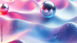 Exploring the mesmerizing patterns and textures of vibrant abstract surfaces with reflective spheres in close-up detail