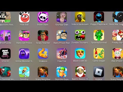 Roblox,Poppy Playtime 4,Grumpy Gran,Barry's Prison Run,Scary Stranger 3D,Spranky Survival,Snake io