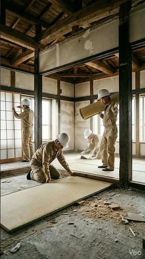 Japanese minimalist tatami room construction #beforeafter #construction #architecture #timelapse