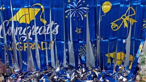 3 Pack 2025 Graduation Party Decorations,Class of 2025 Foil Fringe Curtains 3.3 x 6.6 ft Congrats Grad Photo Booth Prop Backdrop Streamer for Graduation Party Supplies(Blue)