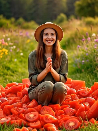 Outdoor tomatoes 🍅🍅 a new experience. #Satisfying #Relaxing #ASMR #TikTokViral #fyp