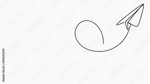 Animated paper plane with envelope continuous line drawing. Email linear symbol video animation. Stock Video