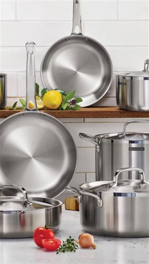 Elegant Kitchen on Instagram: "🎉🥳New In🔥💥 Tramontina Tri-Ply Clad Stainless Steel 12-Piece Cookware Set with Glass Lids, Pots and Pans Kitchen Set, Induction-Ready, Dishwasher-Safe, NSF-Certified 💰Ghc: 3,900.00 ___________________ 12-Piece Set Includes: 2 Frying Pans (10 and 12-in), 2 Sauce Pans with lids (1.5 and 3-qt), a 5-qt Dutch Oven with lid, a 6-qt Saute Pan with lid, and a 8-qt Stock Pot with lid Tri-Ply Clad Construction: Features an aluminum core for even heat distribution and pre