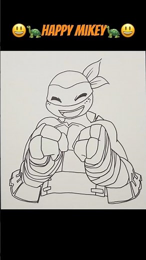 How To Draw Happy Mikey | TMNT 2012 #shorts #drawing #easydrawing #tmnt2012