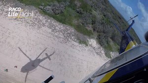 A full moon high tide at its peak meant the Sunshine Coast-based #RACQ LifeFlight Rescue chopper crew performed a winch rescue, instead of landing on the beach this morning. Read more here : https://bit.ly/2PXTyYj | LifeFlight