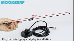 Mobile Radio Antenna Car VHF UHF Dual Band 136-174MHz 400-520MHz with 10ft RG58 Cable for Ham Radio, GMRS, Yaesu, Two Way Radio Vehicle Truck SUV