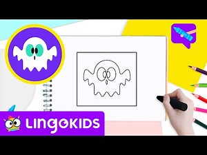 How to draw a GHOST Easy for Kids 👻 🎃 Drawing for kids by Lingokids 🎨