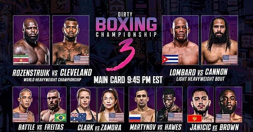 DBX 3 fight card, start time, date and location | Rozenstruik vs. Cleveland