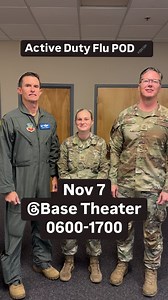 2.2K views · 28 reactions | Active Duty Flu Vaccine POD will be November 7th 0600-1700 at the Base Theater See you there 﫡 | Davis-Monthan Air Force Base | Facebook