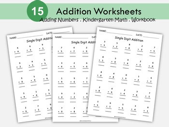 Addition Within 20 Math Practice Worksheets Kindergarten First Grade, T-106