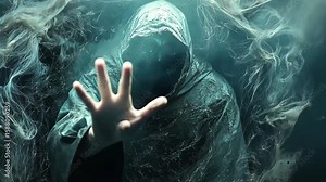 Person breaks free from strange, dirty alien cocoon in eerie atmosphere, Person Breaks Through Dirty Alien Cocoon Stock Video