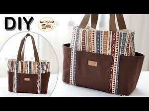 Cute Tote Bag Tutorial | Side & Front Pockets with Stylish Button Pleats