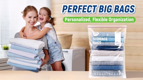 5 Gallon Zipper Lock Storage Bags,18"x24",Reusable Extra Large Size Plastic Freezer Bag with Zipper for Food,Clothing,Travel,Moving,BPA-Free,2-Mil Thick