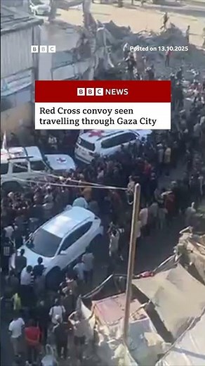 Red Cross convoy seen travelling through Gaza City. #Israel #Gaza #BBCNews