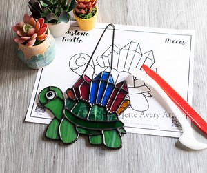 Pattern- Gemstone/crystal Turtle Stained Glass Suncatcher - Etsy Australia