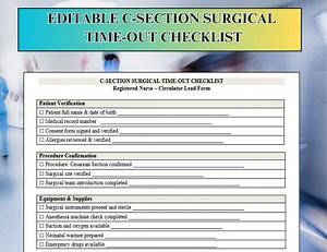 C-section Surgical Time-out Checklist for Registered Nurses, Printable OR Safety Form, Editable Nurse Documentation Template, DOCX Download - Etsy