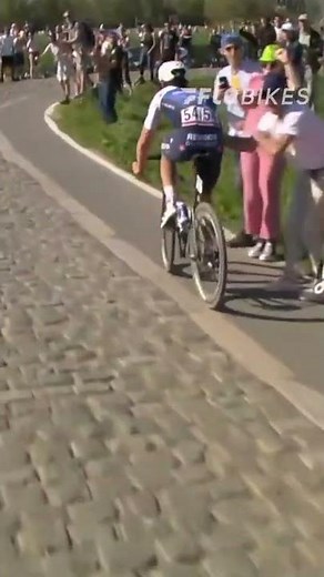 Wild crash for Yves Lampaert at Paris-Roubaix 😳 #shorts