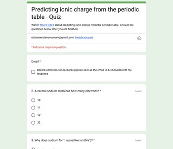 Periodic Table Quiz Bundle - 5 self-graded Google Forms