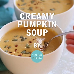 NEW! Creamy Vegan Pumpkin Soup made in Instant Pot Pressure cooker. This pumpkin apple soup is quick and perfect for fall. Stove top option, Nutfree option. RECIPE ==> https://www.veganricha.com/2019/09/vegan-pumpkin-soup-instant-pot.html | Vegan Richa