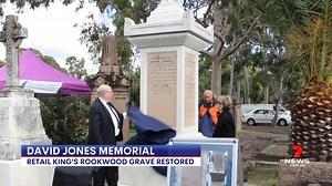 6.4K views · 27 reactions | He changed the face of shopping in Australia and today the final resting place of retail giant David Jones has been rededicated at Rookwood Cemetery. His memorial has been restored to how it originally looked in 1873 before falling into disrepair. Today also marks 183 years since the first David Jones store opened on George and Barrack Streets opposite the GPO. 7NEWS at 6pm. www.7NEWS.com.au #DavidJones #7NEWS | 7NEWS Sydney | Facebook