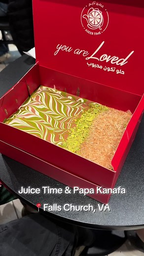 Juice Time & Papa Kanafa 📍 Falls Church, VA - They serve fresh juice, coffee, dubai chocolate, sweets, kunafa, and more! - The pineapple juice and dubai crepe were delicious Have any other recommendations? Comment below 🙂‍↕️ #juice #kunafa
