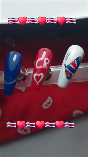 Uñas alusivas a Costa Rica 🇨🇷♥️🇨🇷 #musica #nailart #viralshorts #shortnails #nails