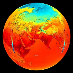 18K views · 409 reactions | Happy first day of spring (in the Northern Hemisphere)! This average yearly surface temperature dataset shows the seasonal changes in temperature on land and over the ocean. Notice how the land warms up much faster than the ocean through spring and summer. Read more about the dataset here: https://sos.noaa.gov/datasets/surface-temperature/ | NOAA Science On a Sphere | Facebook