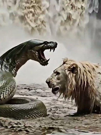 Epic Animal Rescue: Saving the White Lion from a Giant Green Anaconda Attack #wildliferescue #lion