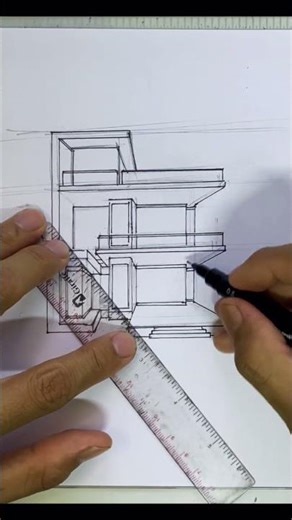 How to Drawing of a Modern House step by step #howto
