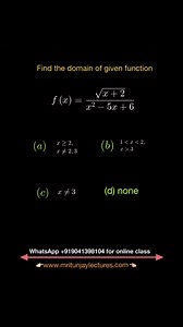 2K views · 3 comments | Find the domain of the given function #domain #calculus #math #range #mritunjaylectures #class11th #Grade11 #class12 #class12th #class12thmaths #IITJEEPreparation #iitjeemains | Mritunjay Lectures | Facebook