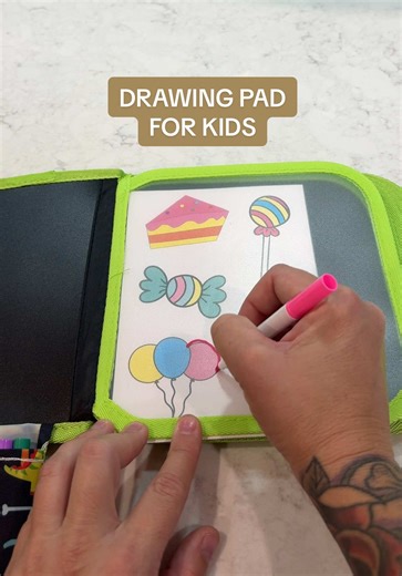This *reusable* drawing pad is great for home, car & traveling. Love how it washes away with water & that it can be reused time and time again. #drawing #drawingforkids #cardrawing #tiktokshopcreatorpicks #tiktokshopblackfriday