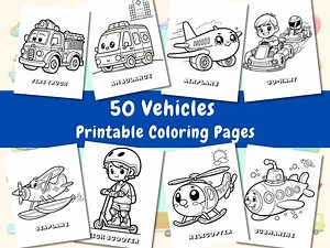 50 Fun Vehicles Coloring Pages for Kids, Transportation Coloring Pages, Easy Coloring Pages for Kids All Ages, Coloring Activities, in PDF - Etsy UK