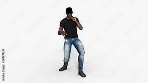 3D Model, The Man Is Rapping , Loop, Animation, Transparent Background