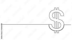animated continuous single line drawing of US dollar currency symbol, line art animation
