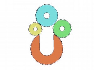 有缺口的齿轮传动机构动画