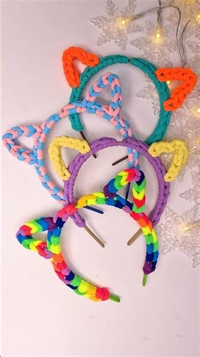 DIY Cat-Ear Elastic Hairband 😻#shorts