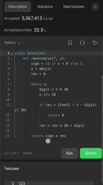 LeetCode 7: Reverse Integer in Python 🔥 | #Shorts