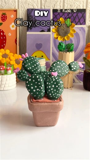 Diy cactus 🌵🧿 #craft #creativeart #craftideas #clayart #satisfying #paintingideas #clayart #art