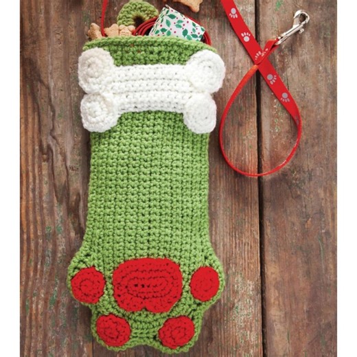 Crochet Dog Christmas Stocking Pattern Paw Print Pet Stocking Tutorial Digital PDF Download - Etsy